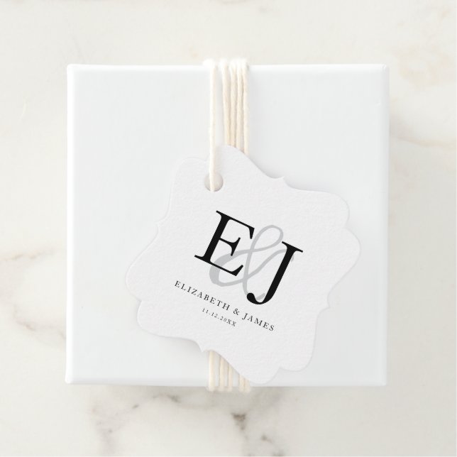 Elegant klassisk et-tecken monogram bröllop  gåvor etiketter (På plats)
