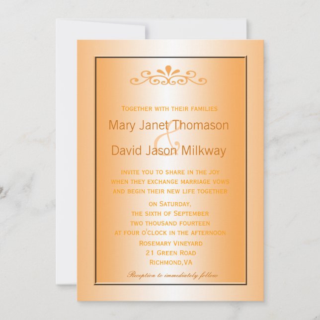 Elegant, klassisk fall gult löv bröllop inbjudningar (Framsida)