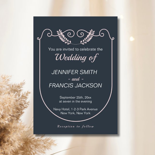 Elegant Klassisk flotta och  Bröllop Inbjudningar (Navy and Blush Wedding.
Elegant classic design wedding invitation )