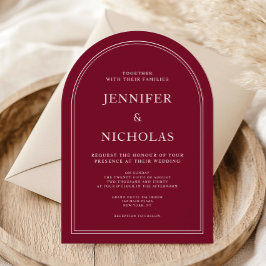 Elegant Klassisk Formal Burgundy Bröllop Arch Inbjudningar
