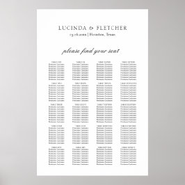 Elegant Klassisk Formell Bröllopsställningskarta Poster