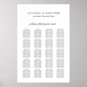 Elegant Klassisk Formell Bröllopsställningskarta Poster