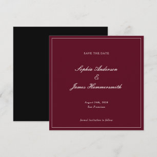 Elegant Klassisk Formell Burgunderröd Script Bröll Spara Datumet