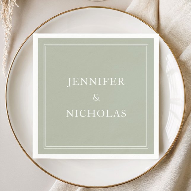 Elegant Klassisk Formell Salvia Grön Bröllop Pappersservett (Elegant Classic Formal Sage Green Wedding Napkins)