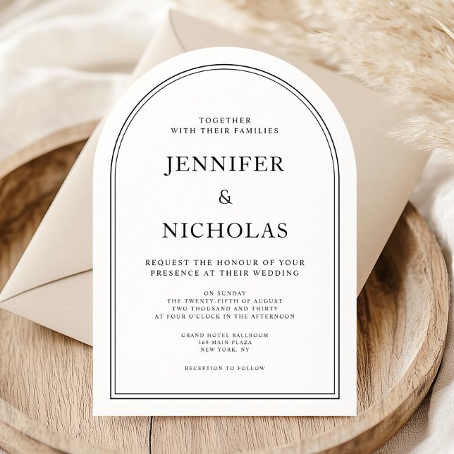 Elegant Klassisk Formell Svart Och Vit Bröllopsfes Inbjudningar (Elegant Classic Formal Black And White Wedding Invitation)