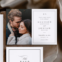Elegant Klassisk Foto Bröllop Spara Datum