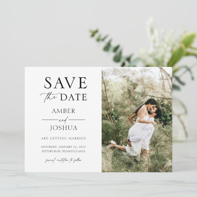Elegant klassisk foto Bröllop Spara datum Inbjudningar (Stående Fram)