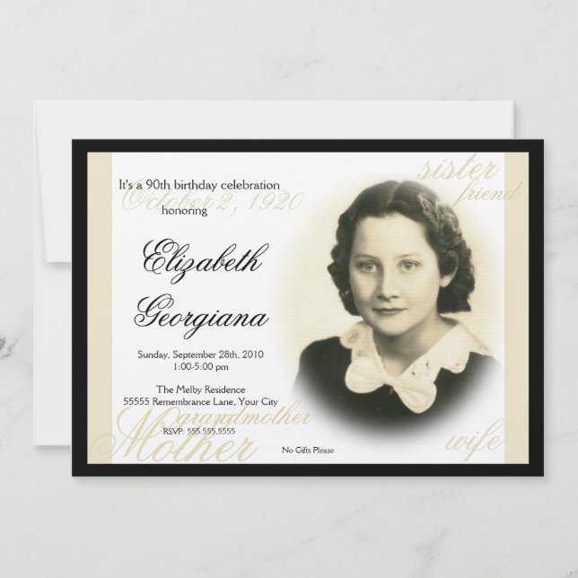 Elegant klassisk fotoinbjudan 2 inbjudningar (Framsida)