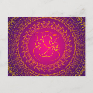 Elegant Klassisk Ganesh/ indisk gud Postkort Vykort