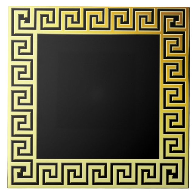 Elegant klassisk greece Traditional guld l black Kakelplatta (Framsidan)