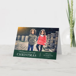 Elegant klassisk Grönt Mycket God jul Foto Helgkort