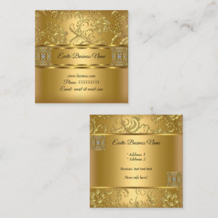 Elegant Klassisk Guld Damask Blommig Utseende Fyrkantigt Visitkort