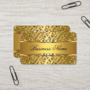 Elegant Klassisk Guld Damask Präglad Utseende Visitkort