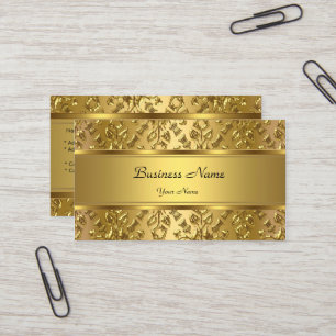 Elegant Klassisk Guld Damask Präglad Utseende Visitkort
