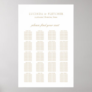 Elegant klassisk guld formell bröllops sittplatska poster