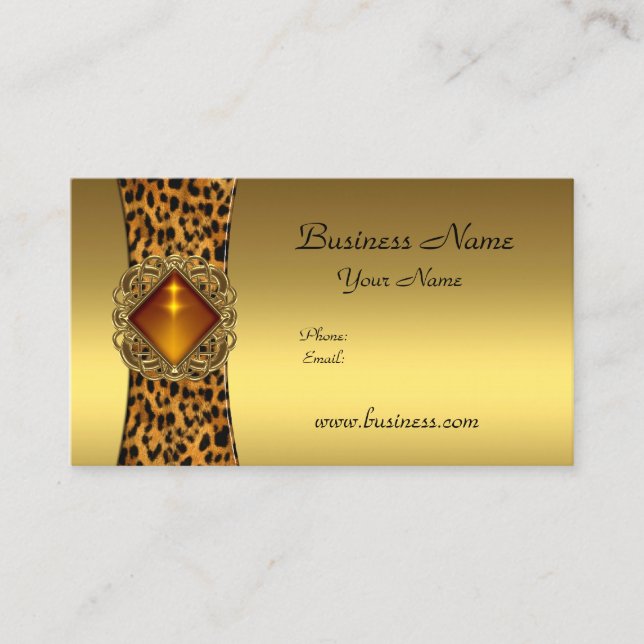 Elegant Klassisk Guld Svart Leopard djur Smycke Visitkort (Framsida)