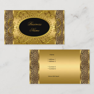 Elegant Klassisk Guld Svart Leopard djurtryck Visitkort