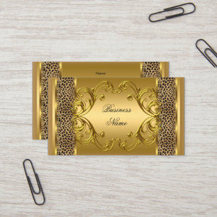 Elegant Klassisk Guld Svart Leopard djurtryck Visitkort