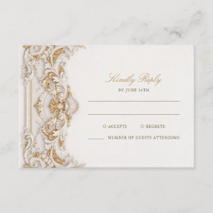 Elegant Klassisk Guld & Vit Barock Ram RSVP Tilläggskort