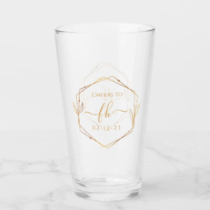 Elegant klassisk guldmonogram initial bröllop glaskopp
