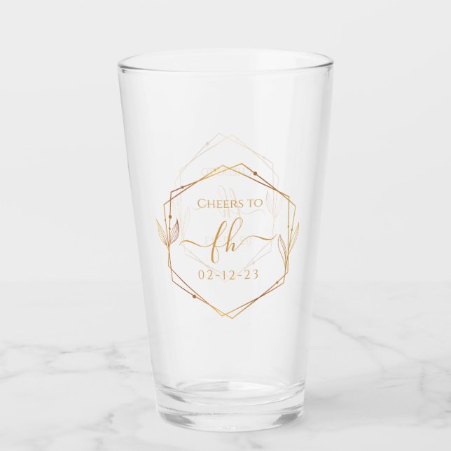 Elegant klassisk guldmonogram initial bröllop glaskopp (Framsida)