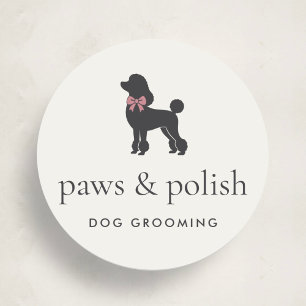 Elegant Klassisk Hundfrisör Logo Klassisk Rund Runt Klistermärke