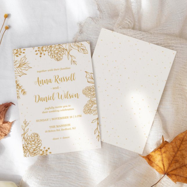 Elegant klassisk julbröllopsinbjudan inbjudningar (Skapare uppladdad)