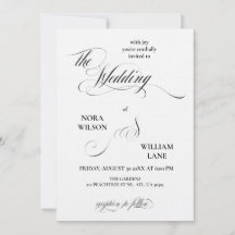 Elegant klassisk kalligrafi bröllopsinbjudan