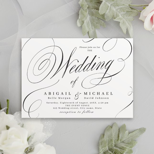 Elegant klassisk kalligrafi vintage bröllop inbjudningar (Elegant classic calligraphy vintage wedding invitation)