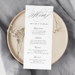 Elegant klassisk kalligrafi vintage bröllop meny<br><div class="desc">Modern kalligrafi för klassisk meny i färg,  redigerbar kolsvart och vitt,  enkelt och elegant. underbara menykort för bröllop för vintage bröllop,  bröllop och formellt klassiskt bröllop Se alla matchande delarare i samlingen.</div>