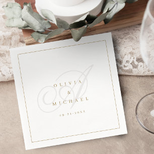 Elegant klassisk kalligrafi vintage bröllop pappersservett