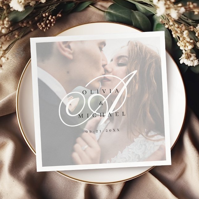 Elegant klassisk kalligrafi vintage bröllop pappersservett (Elegant classic calligraphy vintage wedding napkins)