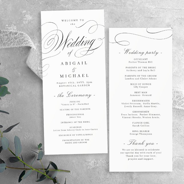 Elegant klassisk kalligrafi vintage bröllop program (Elegant classic calligraphy vintage wedding program)