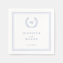 Elegant Klassisk Ljusblå Boho Monogram Bröllop Pappersservett