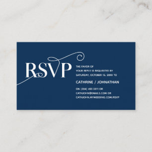 Elegant Klassisk, Marinblå Skrift, RSVP svara Tilläggskort