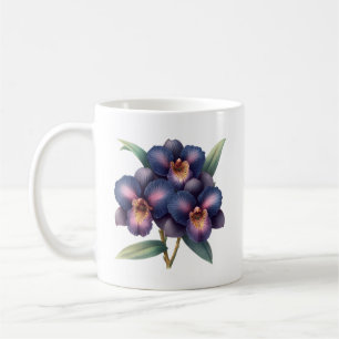Elegant klassisk marinblått och lila orkidé kaffemugg