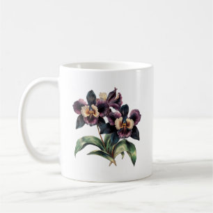Elegant klassisk mauve och svart orkidékaffe mugg
