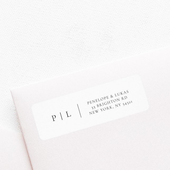 Elegant Klassisk Minimal Monogram Returadress Etikett (Skapare uppladdad)