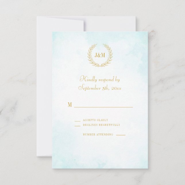 Elegant Klassisk minimalistisk monogramturkos OSA Kort (Framsida)