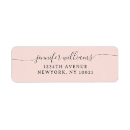 Elegant Klassisk Minimalistisk Rosa Skrift Returadress Etikett
