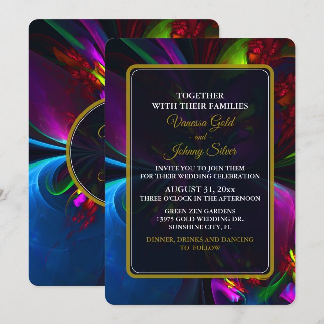 Elegant Klassisk Modern Blommig Mönster #902 Bröll Inbjudningar (Fram/baksida)