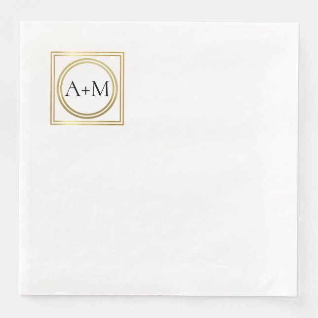 Elegant klassisk modern Bröllop Monogram Pappersservett (Framsida)
