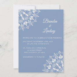 Elegant klassisk modern Dusty blue och white-blomm Inbjudningar