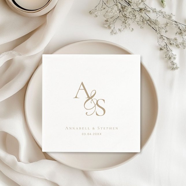 Elegant, Klassisk, Monogram, Bröllop Pappersservett (Elegant, Ampersand, Classic, Monogram, Wedding Napkins)
