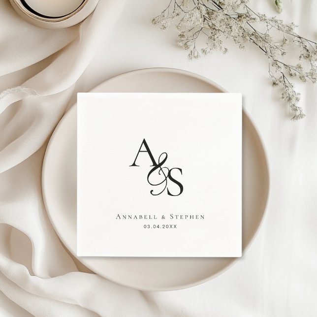 Elegant, Klassisk, Monogram, Bröllop Pappersservett (Skapare uppladdad)