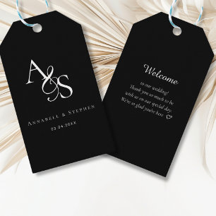 Elegant, Klassisk, Monogram, Bröllop Presentetikett