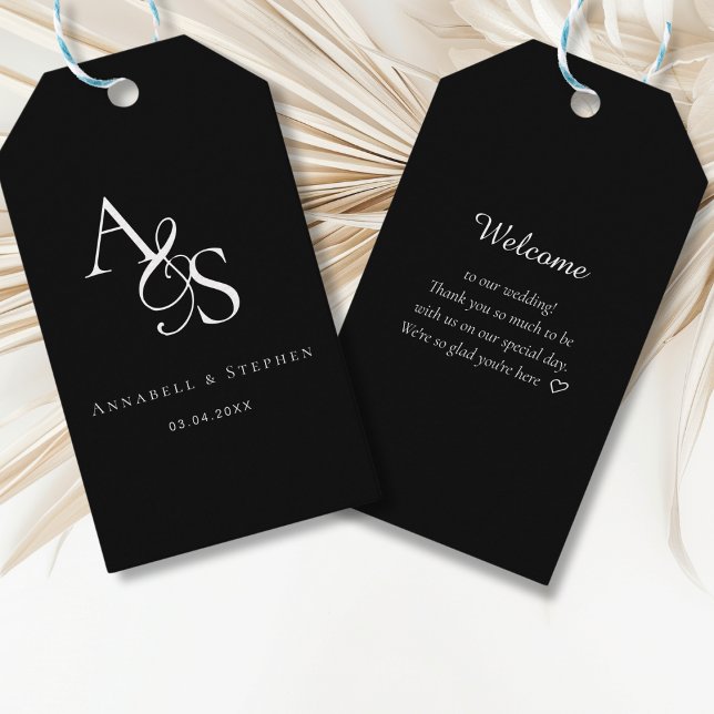 Elegant, Klassisk, Monogram, Bröllop Presentetikett (Skapare uppladdad)