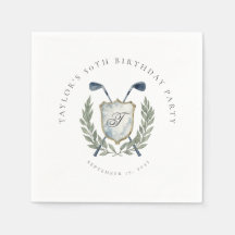 Elegant klassisk monogram golf crest födelsedagsfe