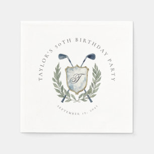 Elegant klassisk monogram golf crest födelsedagsfe pappersservett