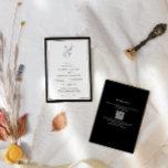 Elegant | Klassisk monogram QR-kod Bröllop Inbjudningar<br><div class="desc">Svartvit tidslängd och snyggt i löv bröllopsinbjudan med QR-kod och mer detaljerad information på baksidan.</div>